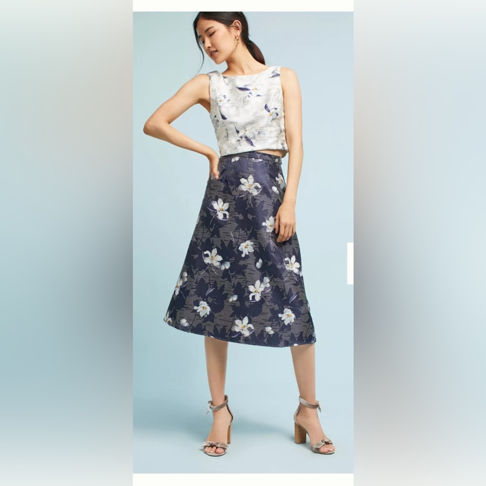 NWT Anthropologie Eva Franco Floral Jacquard Top 0P